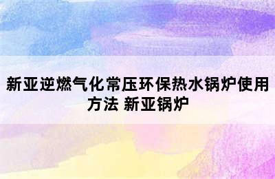 新亚逆燃气化常压环保热水锅炉使用方法 新亚锅炉